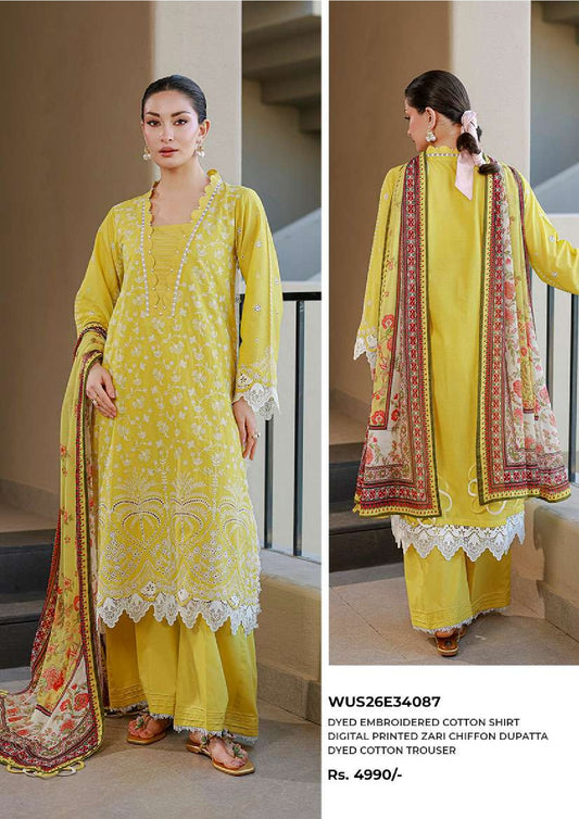 Zellbury | Unstitch 3 Pc Embroidered Cotton Collection