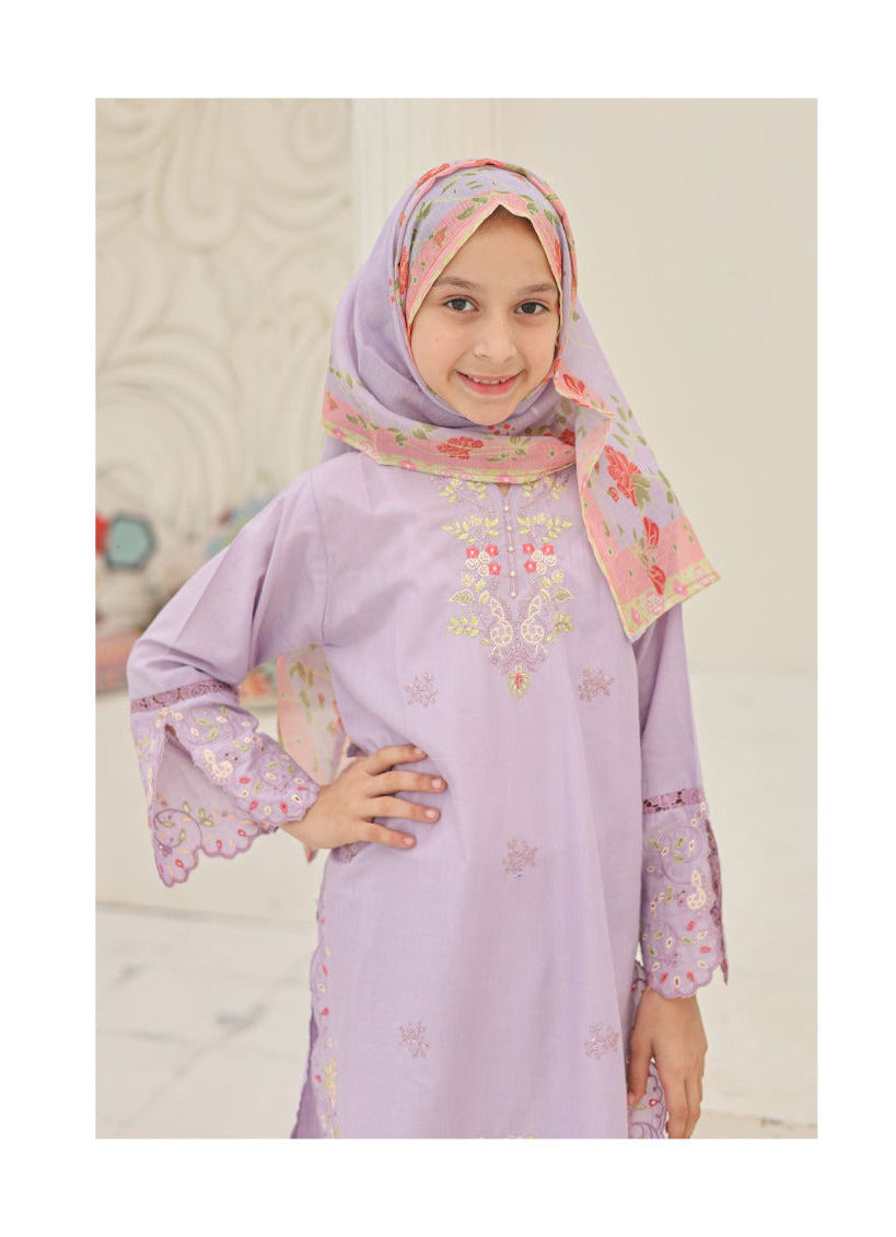 Suntex Fabrics | Shifa Kids Stitched 3 Pc Embroidered Lawn Festive Eid Collection