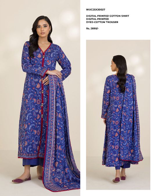 ZELLBURY | Unstitched 3PC Printed Cotton