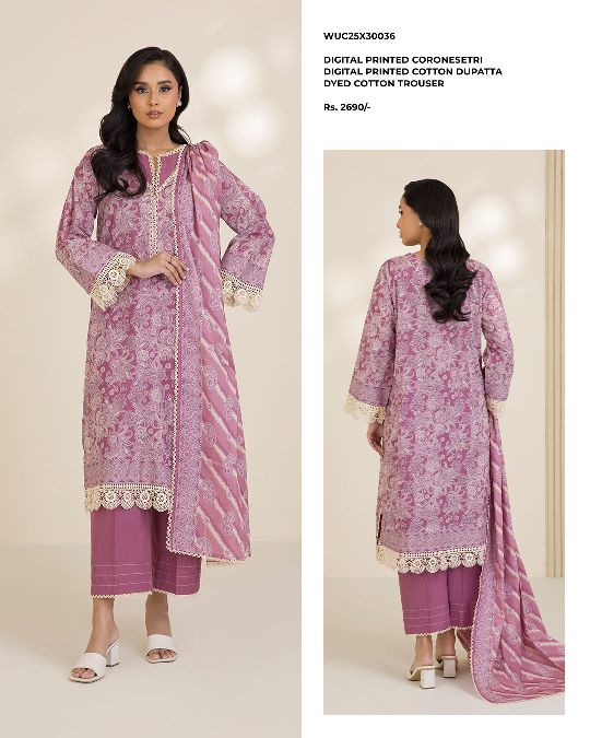 ZELLBURY | Unstitched 3PC Printed Cotton