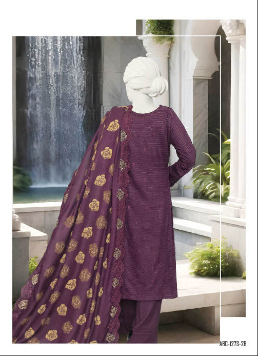 Zahay Naseeb by ABC | Unstitch 3 Pc Embroidered Velvet Zarri Winter Collection Vol 2