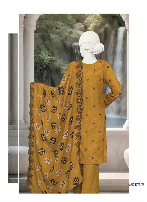 Zahay Naseeb by ABC | Unstitch 3 Pc Embroidered Velvet Zarri Winter Collection