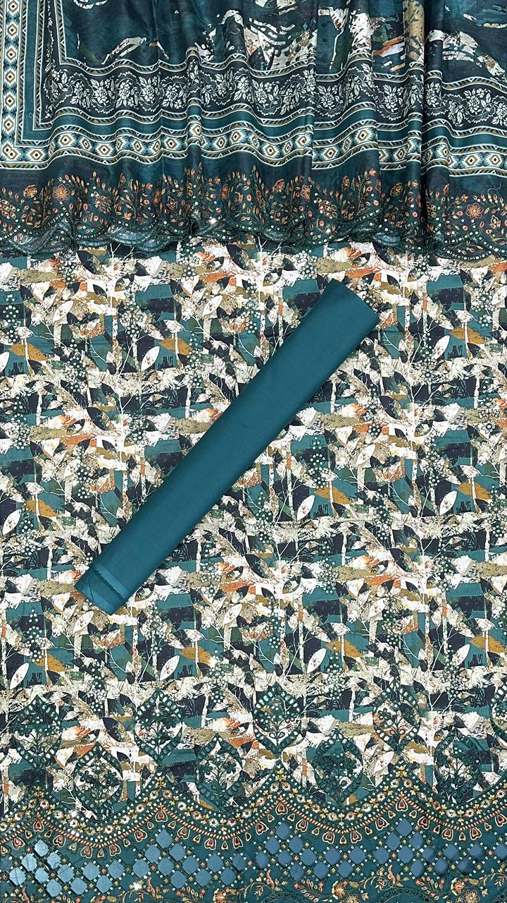 Bin Saeed | Unstitched 3-Piece Embroidered Cotton