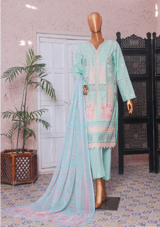 Bin Saeed | Stitched 3-Piece Embroidered Lawn Suit