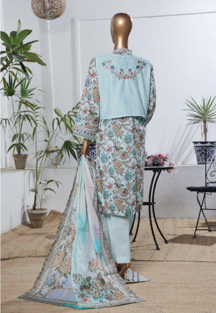 Bin Saeed Stitched Embroidered Lawn Gown