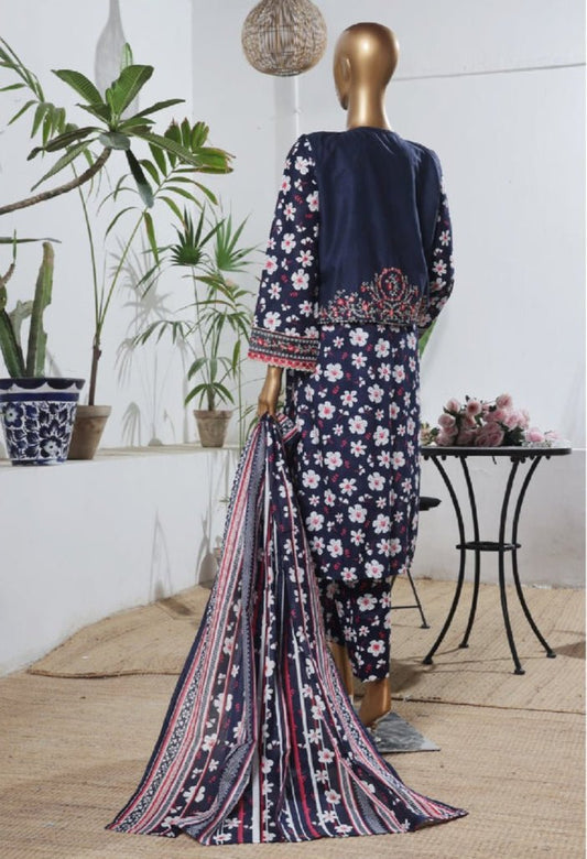 Bin Saeed Stitched Embroidered Lawn Gown In Sale - BarerahFabrics