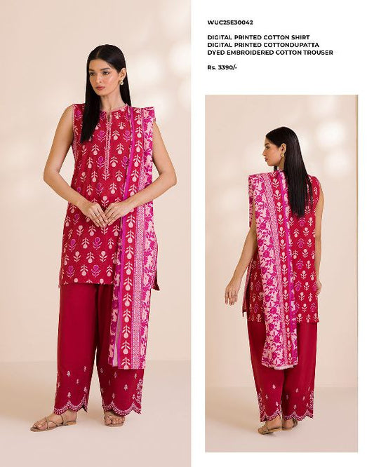 Zellbury | Unstitched 3PC Printed & Embroidered Cotton