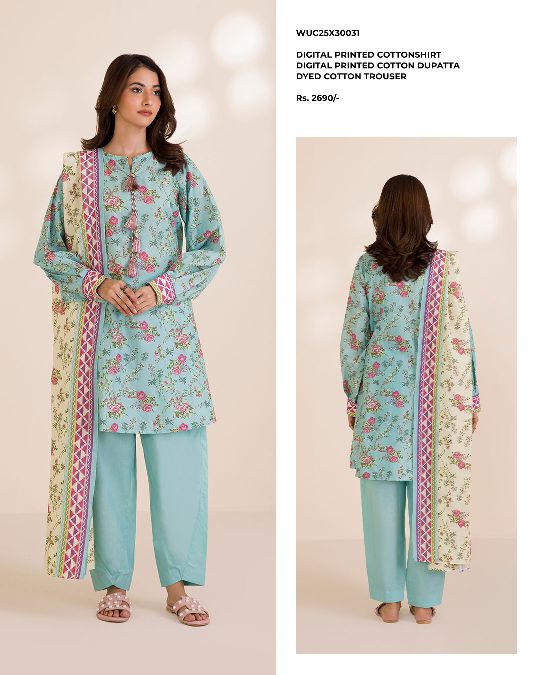 ZELLBURY | Unstitched 3PC Printed Cotton