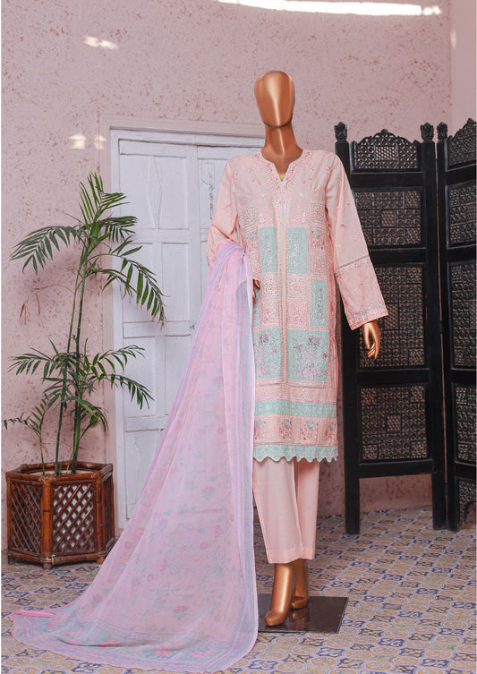 Bin Saeed | Stitched 3-Piece Embroidered Lawn Suit
