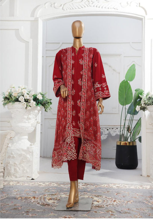 Bin Saeed | Stitched Embroidered Lawn With Gown In Sale