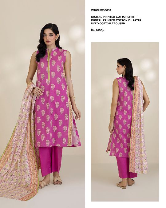 ZELLBURY | Unstitched 3PC Printed Cotton