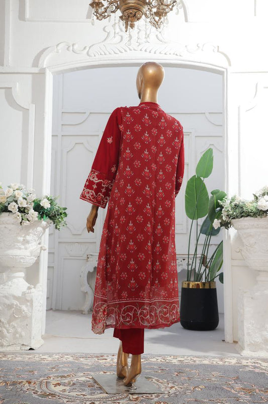Bin Saeed | Stitched Embroidered Lawn With Gown In Sale