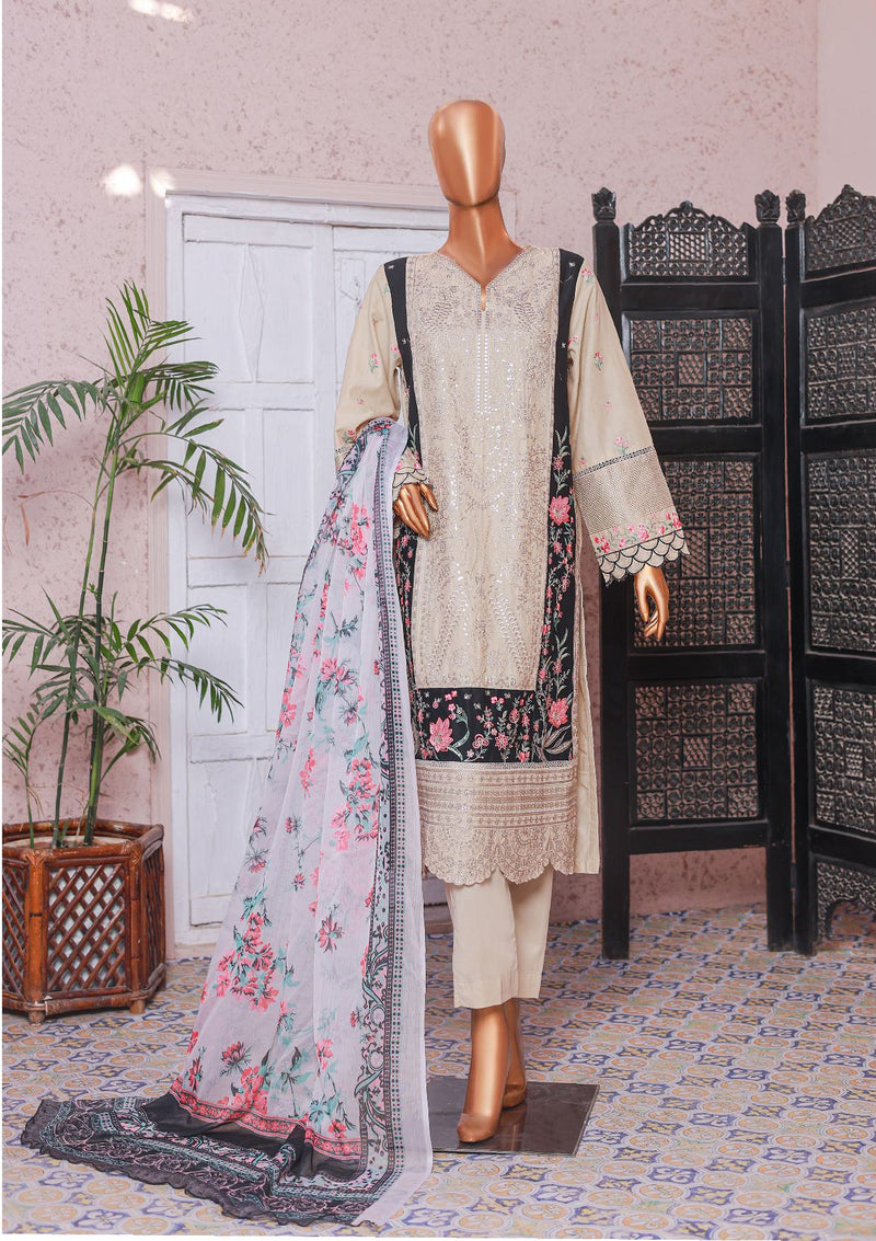 Bin Saeed | Stitched 3-Piece Embroidered Lawn Suit
