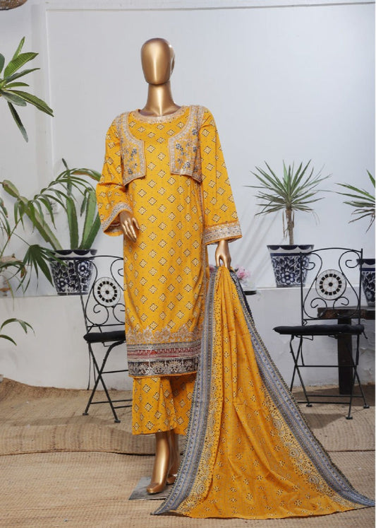 Bin Saeed Stitched Embroidered Lawn Gown