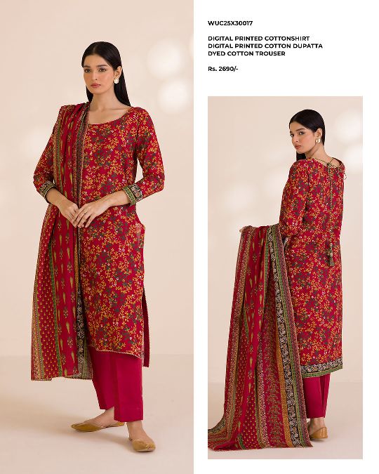 ZELLBURY | Unstitched 3PC Printed Cotton