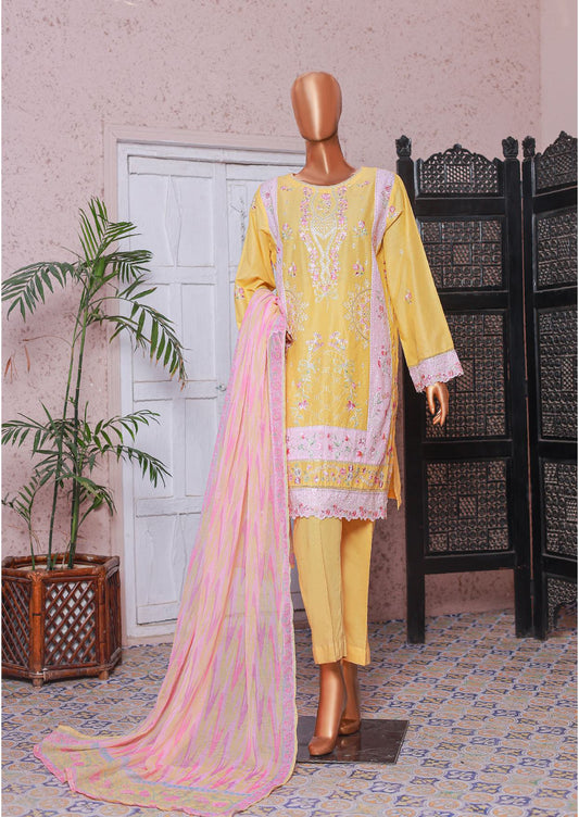 Bin Saeed | Stitched 3-Piece Embroidered Lawn Suit