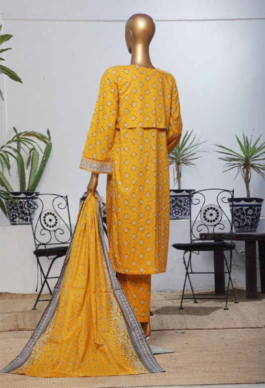 Bin Saeed Stitched Embroidered Lawn Gown In Sale - BarerahFabrics