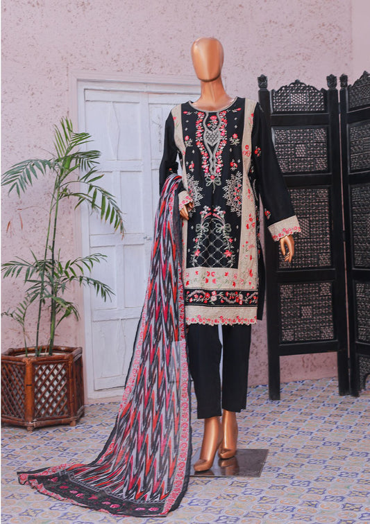 Bin Saeed | Stitched 3-Piece Embroidered Lawn Suit