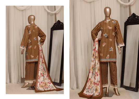 Sada Bahar | Stitched Printed Short Shirt Khaddar With Flapper Trouser - BarerahFabrics