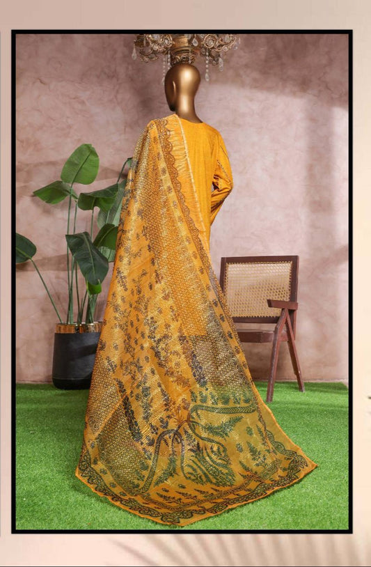 Bin Saeed | Stitched 3-Piece Embroidered Lawn In Sale - BarerahFabrics