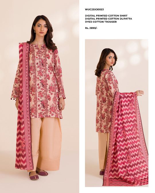 ZELLBURY | Unstitched 3PC Printed Cotton