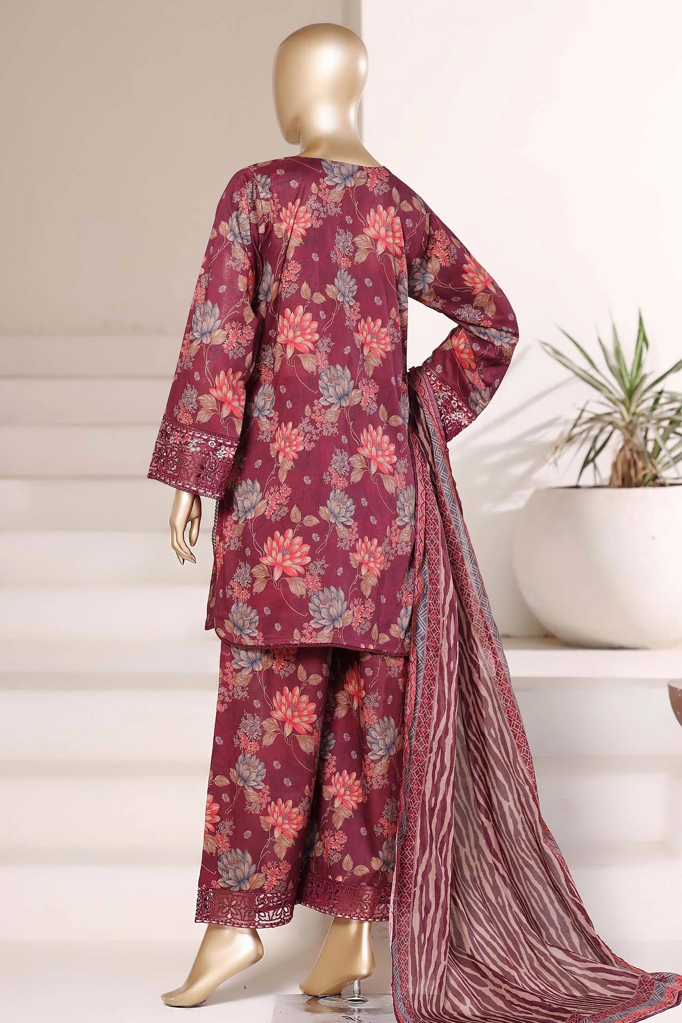 Malika by Sada Bahar | Stitch 3 Pc Embroidered Lawn with Plazo Collection