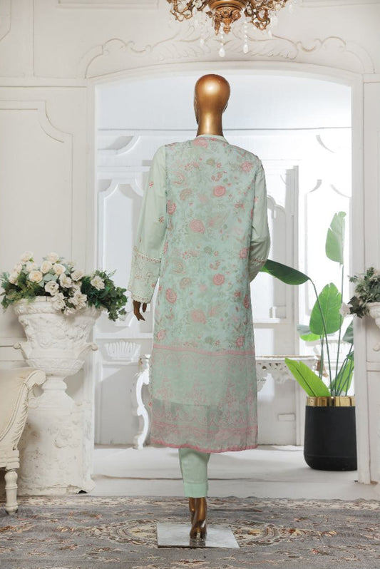 Bin Saeed | Stitched Embroidered Lawn With Gown In Sale