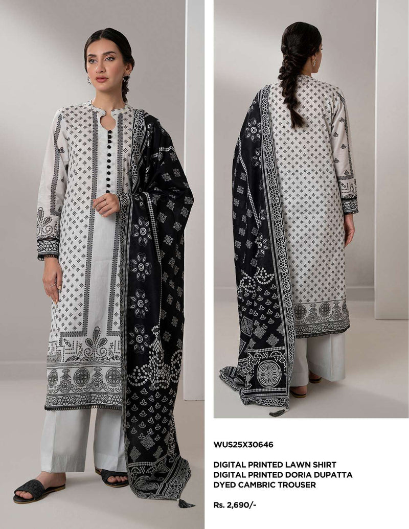 Zellbury | Unstitched 3-Piece Monochrome Printed Lawn Collection