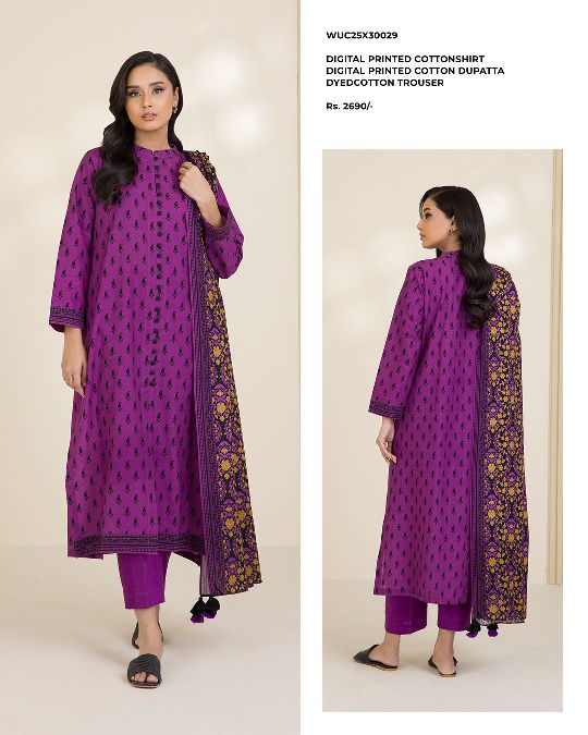 ZELLBURY | Unstitched 3PC Printed Cotton