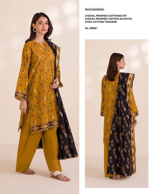 ZELLBURY | Unstitched 3PC Printed Cotton