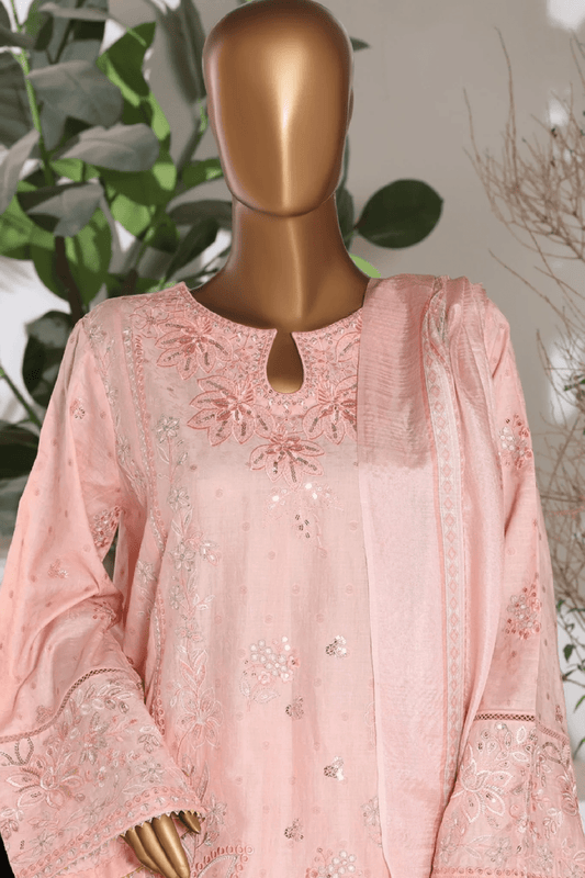 BIN SAEED | Stitched 3pc Embroidered Jacquard Lawn - BarerahFabrics