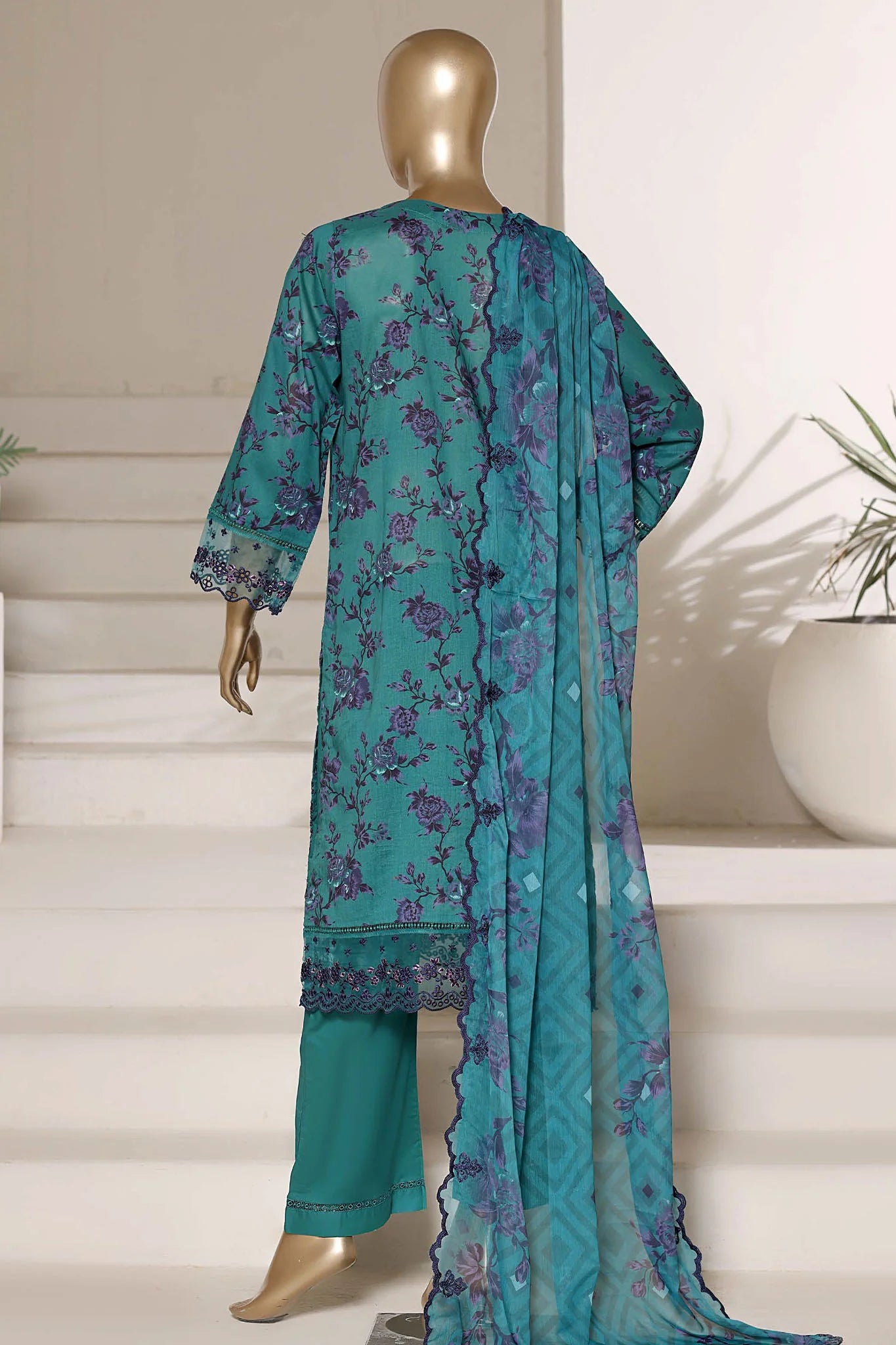Sada Bahar | Stitch 3 PC Signature Festive Embroidered Lawn with Printed Chiffon Dupatta