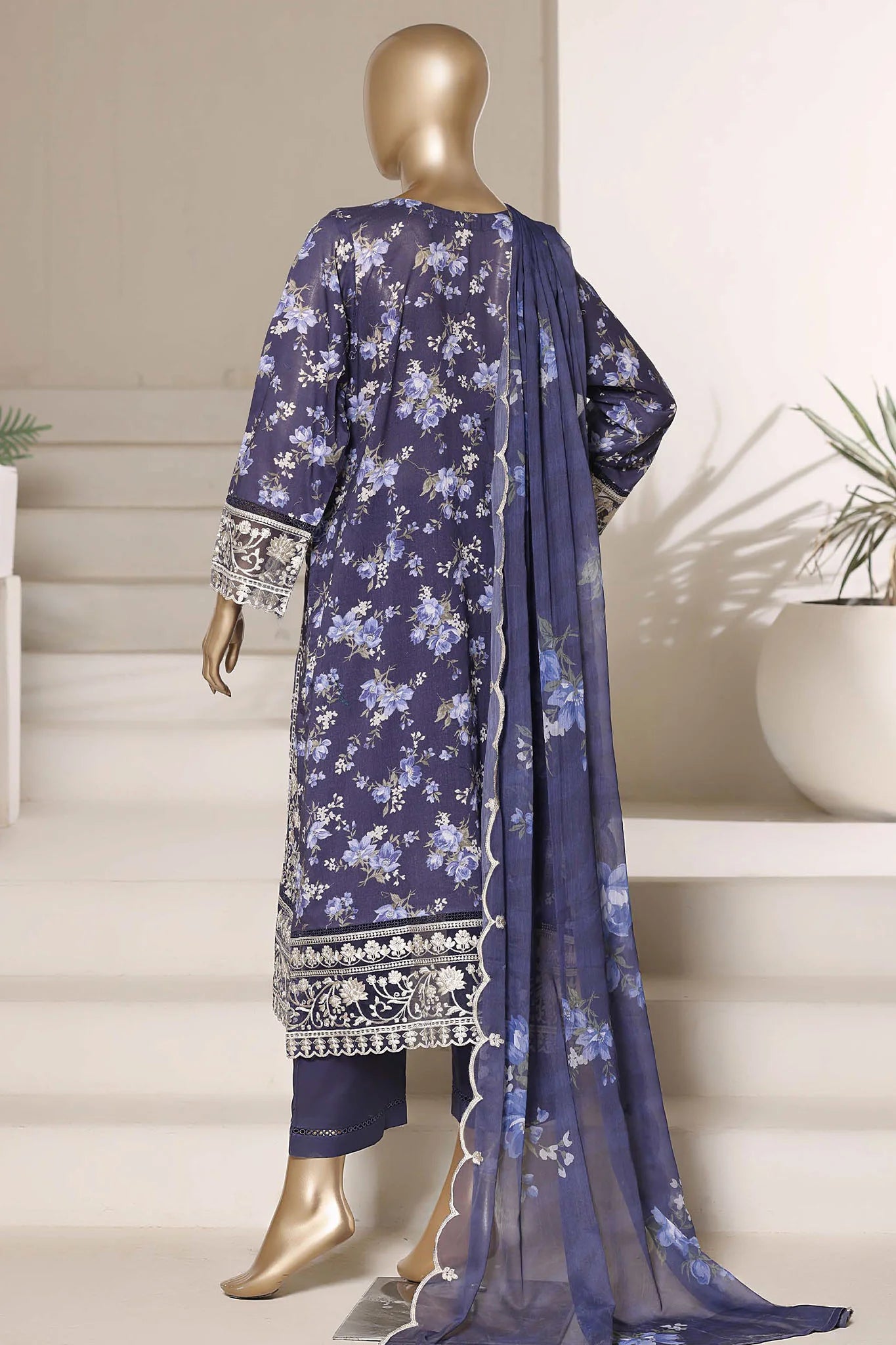 Sada Bahar | Stitch 3 PC Signature Festive Embroidered Lawn with Printed Chiffon Dupatta