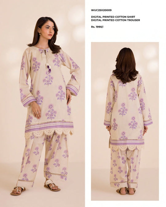 Zellbury | Unstitched Printed 2pc Cotton Fabric