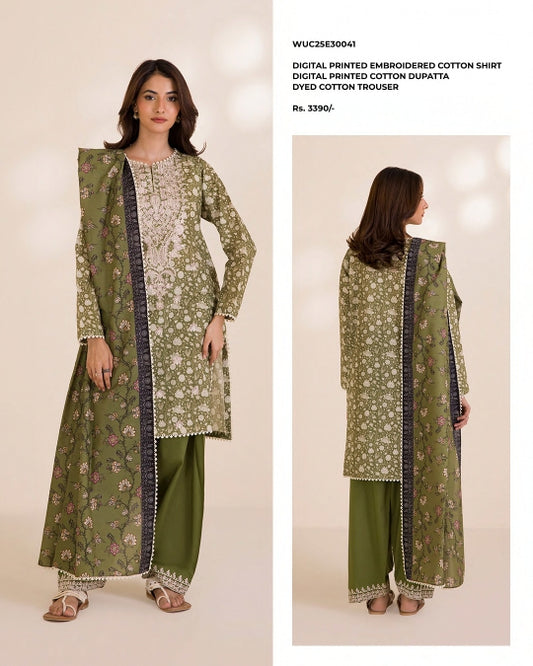 Zellbury | Unstitched 3PC Printed & Embroidered Cotton