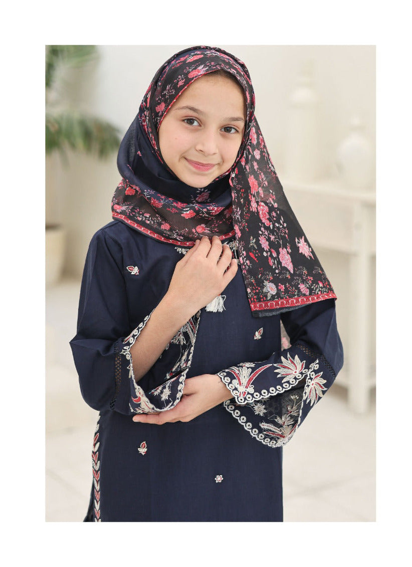 Suntex Fabrics | Shifa Kids Stitched 3 Pc Embroidered Lawn Festive Eid Collection