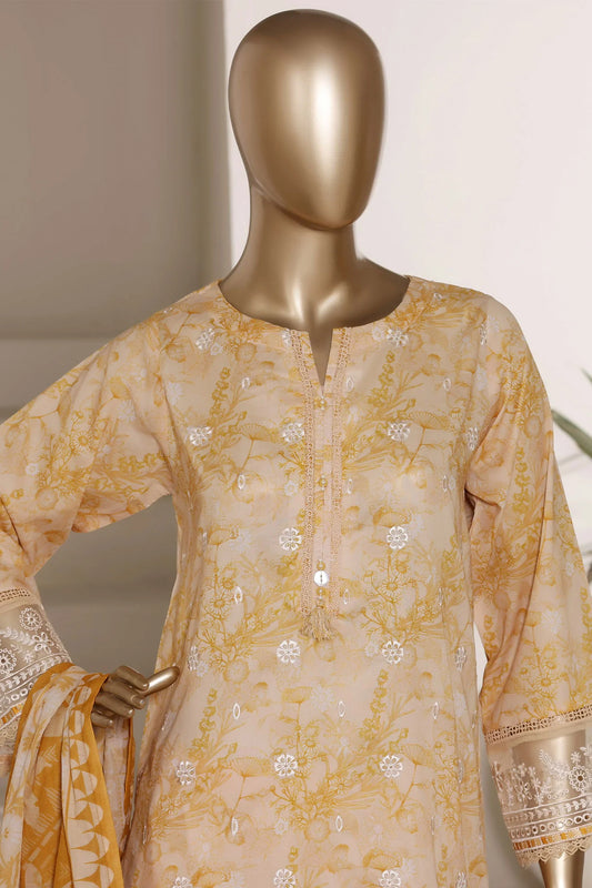 Sada Bahar | Stitched 3 Piece Festive Embroidered Lawn With Printed Dupatta
