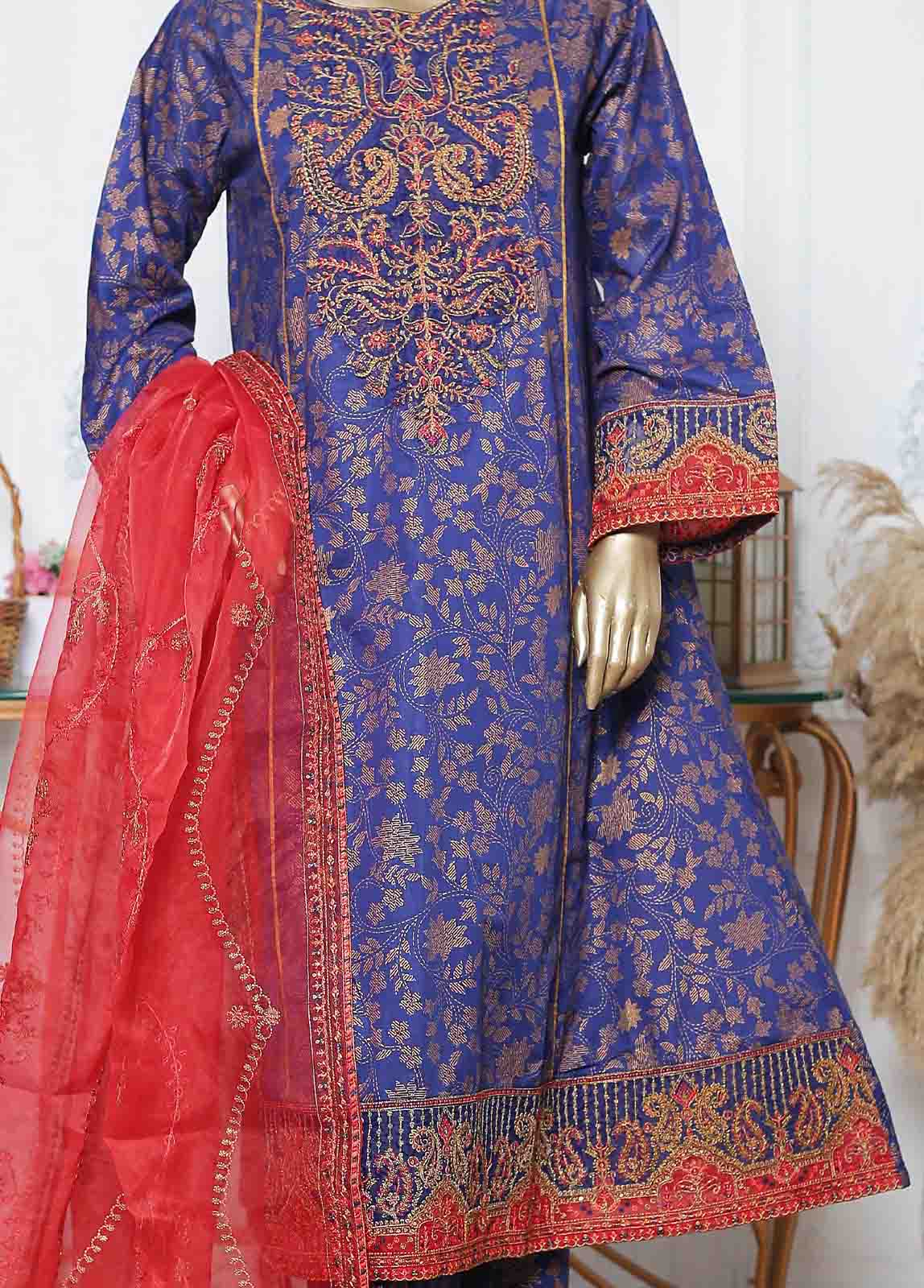 Bin Saeed | Stitch 3 Pc Block Printed Embroidered Lawn Frock