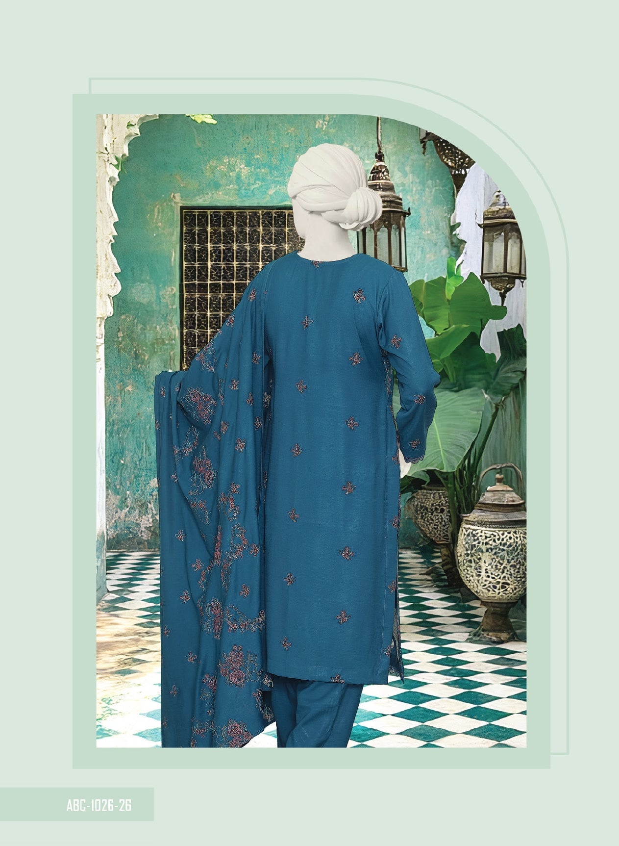 Mehmal by ABC | Unstitched 3 Pc Embroidered Peach Slub Winter Collection