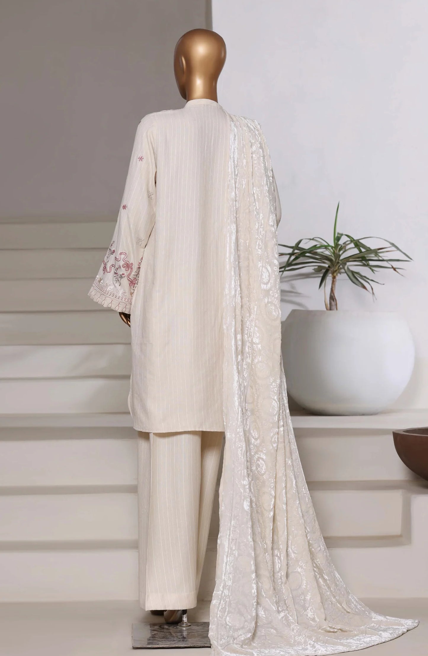 Sadabahar | Luxury Embroidered Dhanak Stitched 3 Pc with Palachi Shawl