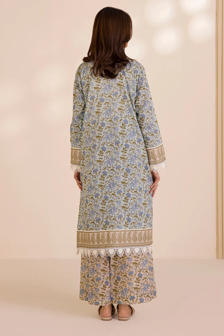 Zellbury Unstitched 2 Pc Printed Embroidered Cotton