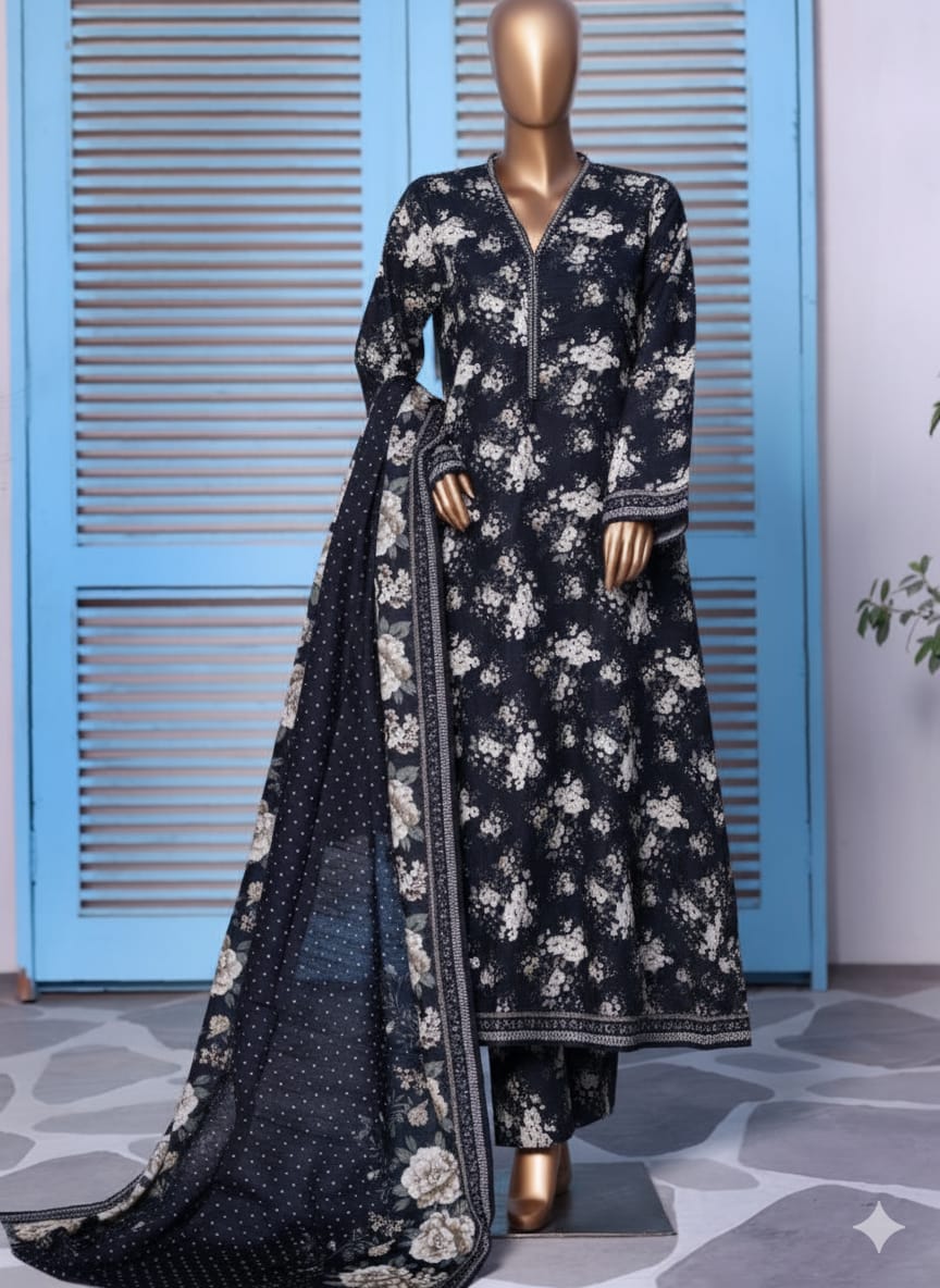 Bin Saeed | Stitched 3PC Printed Khaddar Frock Collection