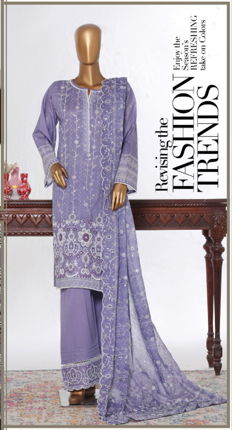 Bin Saeed | Stitch 3 PC White & White Embroidered Lawn Collection