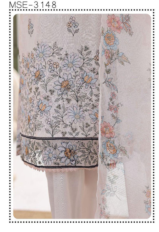 HZ | Unstitch 3 Pc Digital Printed Heavy Embroidered Slub Lawn with Chiffon Dupatta