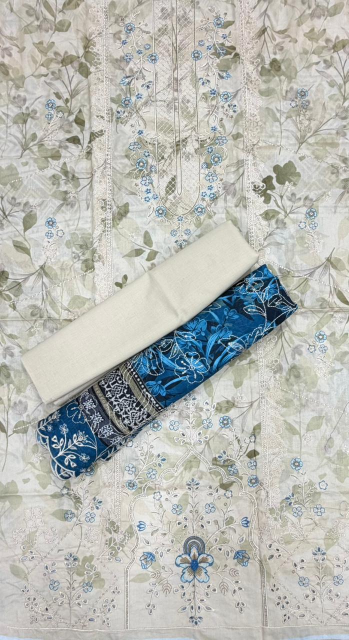 Barerah Fabrics | Unstitched 3 Pc Embroidered Lawn Collection