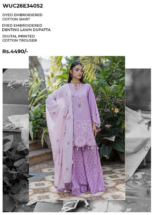 ZELLBURY | Unstitched 3 Piece Embroidered Chikankari Collection