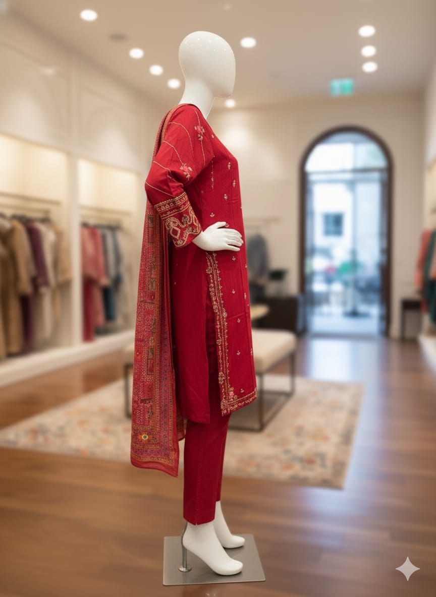 Bin Saeed | Stitched 3pc Embroidered Khaddar Latest Collection