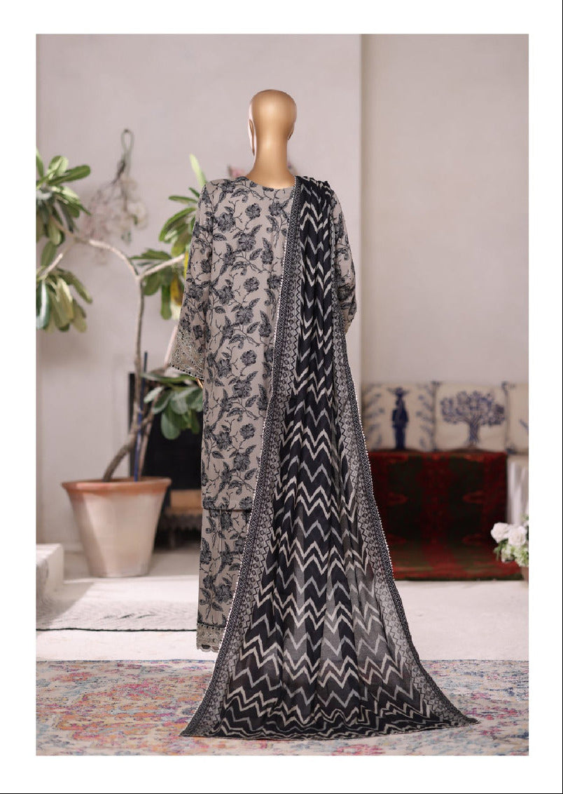 Bin Saeed | Stitched 3PC Embroidered Cotton with Farshi Embroidered Shalwar