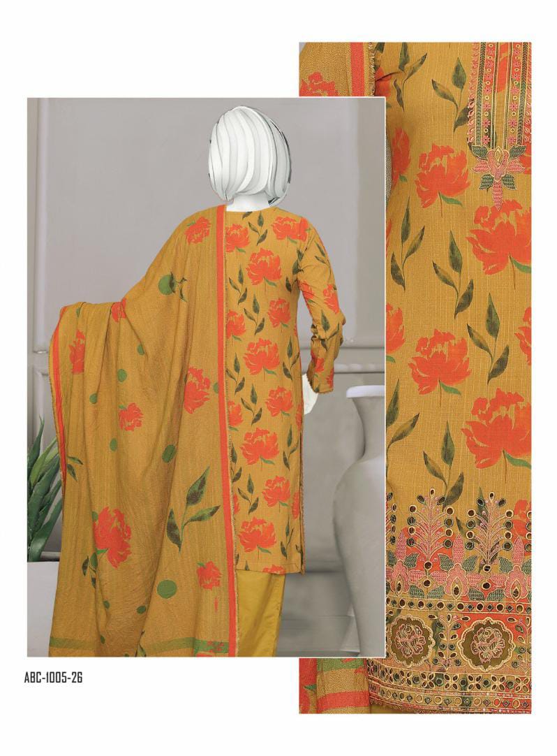 Bismil by ABC | Unstitched 3 Pc Embroidered Slub Collection
