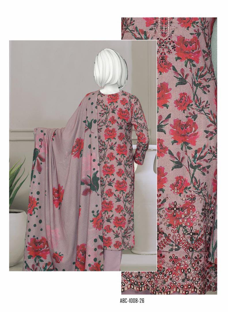 Bismil by ABC | Unstitched 3 Pc Embroidered Slub Collection